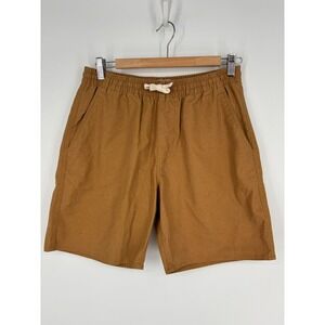 Line of Trade Shorts Mens M Brown Chino Woven Elastic Waist Linen Blend